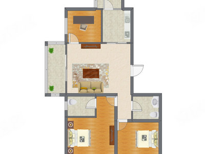 2室1厅 71.80平米