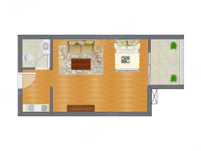 1室0厅 47.55平米户型图