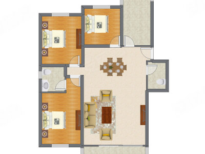 3室2厅 129.27平米户型图