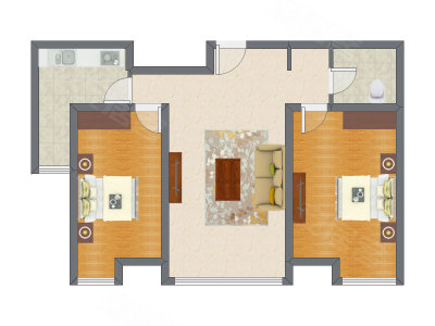 2室1厅 93.91平米户型图