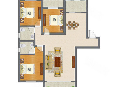 3室2厅 127.64平米