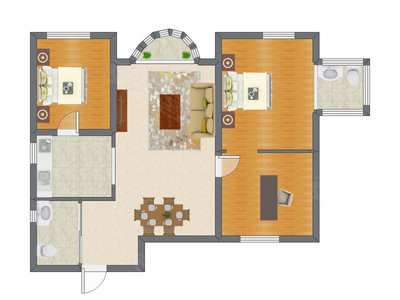 2室2厅 125.30平米户型图