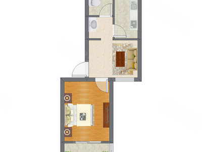 1室1厅 49.90平米户型图