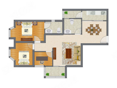 3室2厅 98.99平米户型图