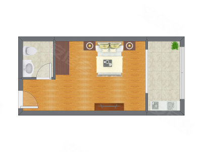 1室0厅 30.32平米户型图
