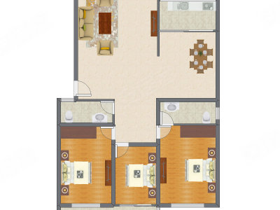3室2厅 163.61平米户型图