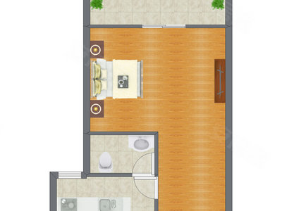 1室1厅 43.00平米