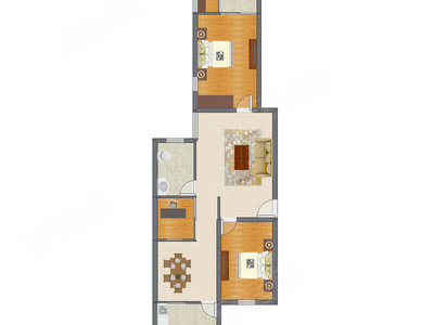 3室2厅 85.39平米户型图