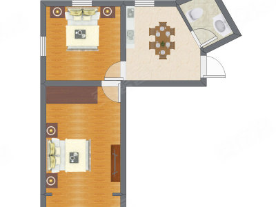 2室1厅 72.12平米