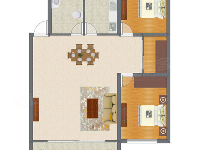 2室2厅 95.15平米户型图