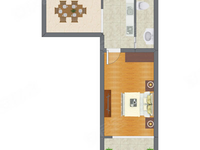 1室1厅 47.17平米