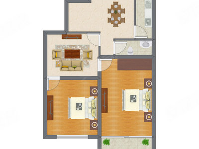 2室2厅 55.32平米