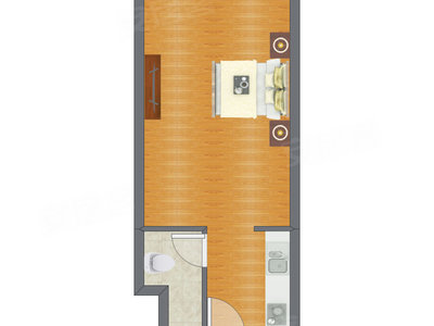 1室1厅 27.92平米户型图