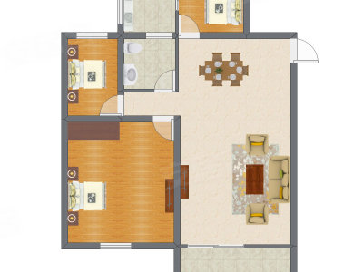 3室2厅 82.44平米