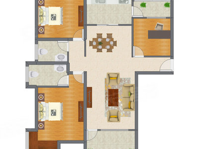 3室2厅 121.79平米