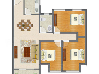 3室2厅 98.70平米户型图