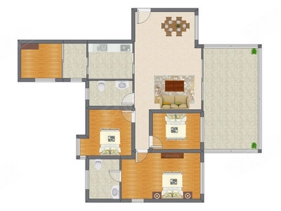 3室2厅 128.73平米