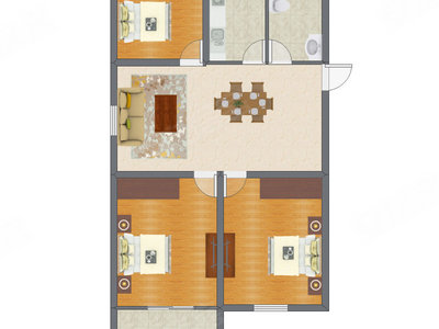3室2厅 80.86平米
