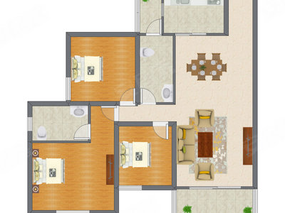 3室2厅 100.74平米