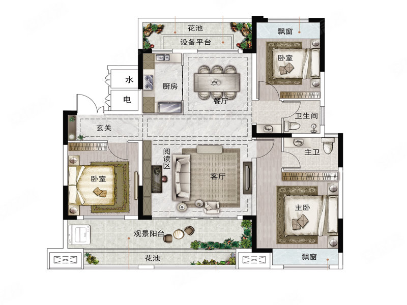 浙商长安首府3室2厅2卫125㎡南69万