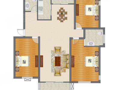 3室2厅 143.00平米户型图