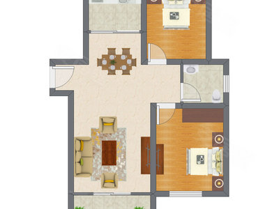 2室2厅 89.40平米户型图