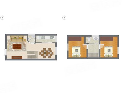2室2厅 24.35平米户型图
