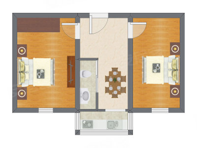 2室2厅 57.60平米户型图