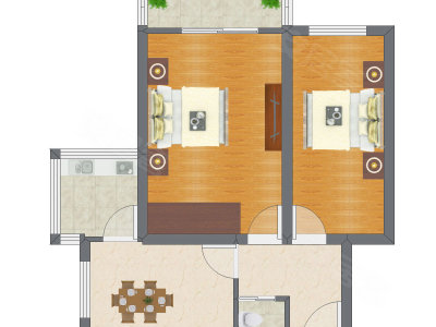 2室2厅 40.45平米