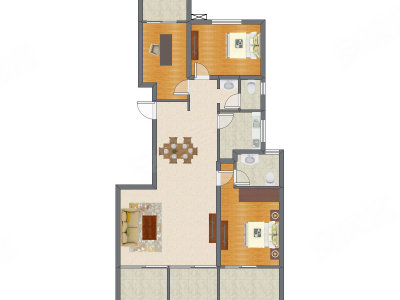 3室2厅 136.40平米户型图