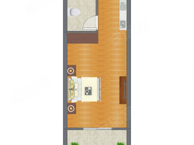 1室0厅 28.75平米户型图