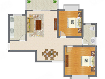 2室2厅 98.42平米