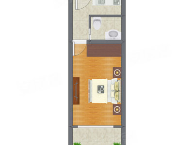 1室0厅 35.57平米户型图