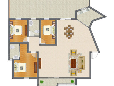 3室2厅 114.57平米