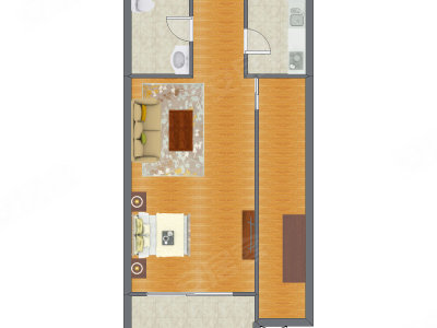 1室0厅 68.00平米户型图