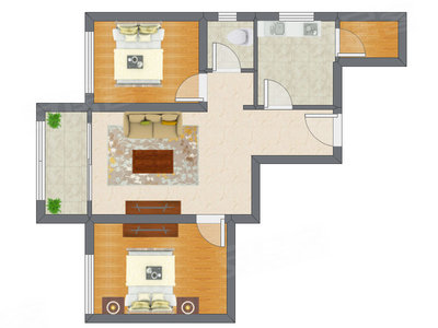 2室1厅 75.15平米户型图