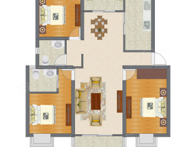 3室2厅 118.29平米户型图