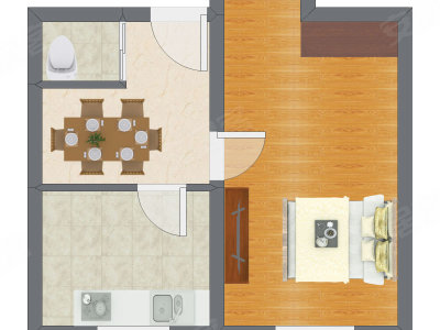 1室1厅 42.31平米户型图