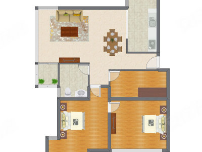 2室2厅 121.71平米户型图