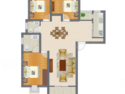 3室2厅 74.68平米