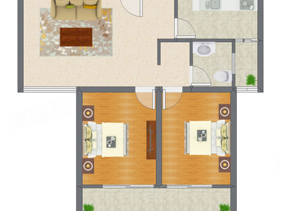 2室1厅 93.35平米户型图