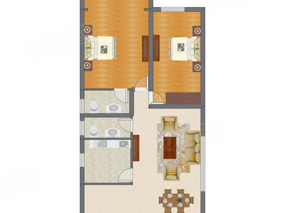 2室2厅 124.00平米户型图