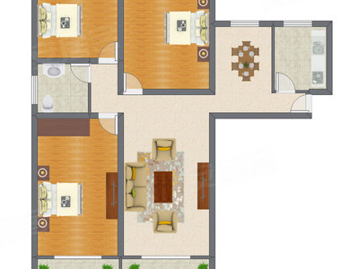 3室2厅 141.80平米户型图