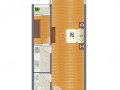1室0厅 60.48平米户型图