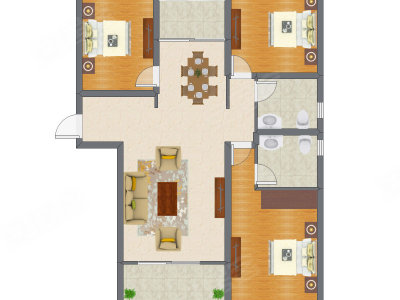 3室2厅 140.41平米户型图