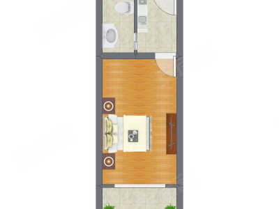 1室0厅 32.50平米户型图