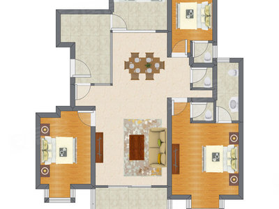3室3厅 121.50平米户型图