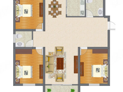 3室2厅 97.26平米
