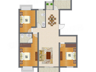 3室2厅 127.40平米