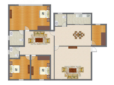 3室3厅 199.80平米